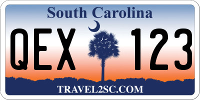 SC license plate QEX123