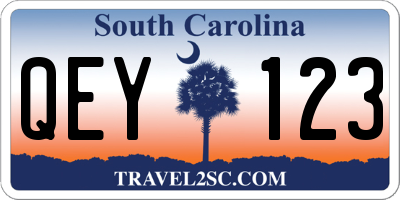 SC license plate QEY123