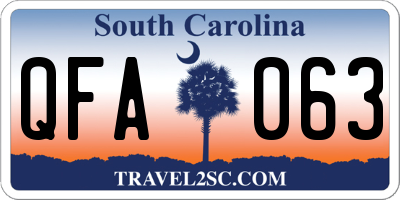 SC license plate QFA063