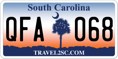 SC license plate QFA068