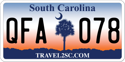 SC license plate QFA078