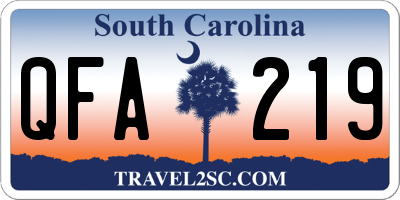 SC license plate QFA219