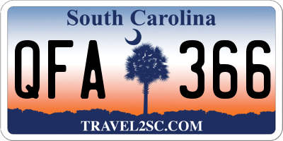 SC license plate QFA366