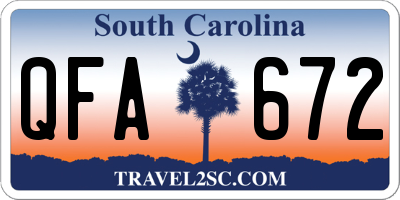 SC license plate QFA672
