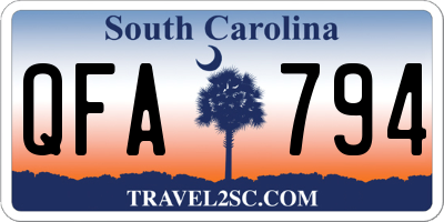 SC license plate QFA794
