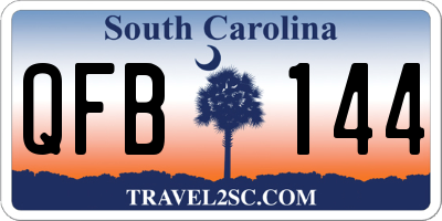 SC license plate QFB144