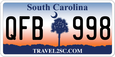 SC license plate QFB998