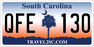 SC license plate QFE130