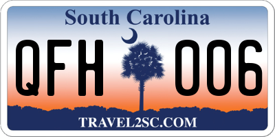 SC license plate QFH006