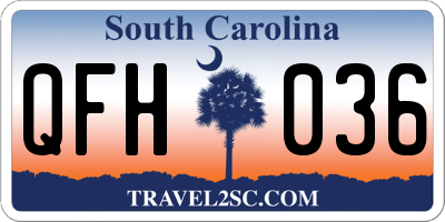 SC license plate QFH036