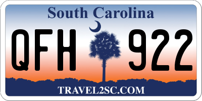 SC license plate QFH922