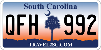 SC license plate QFH992