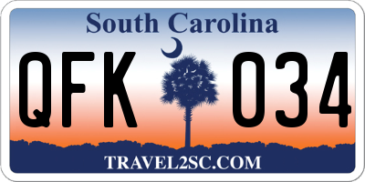 SC license plate QFK034