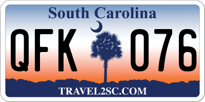 SC license plate QFK076