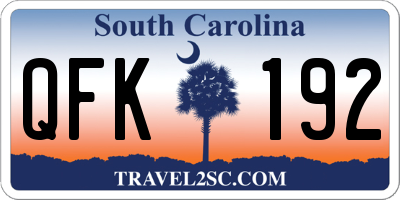 SC license plate QFK192