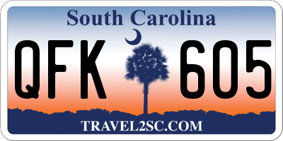 SC license plate QFK605