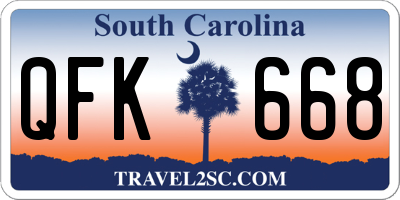 SC license plate QFK668