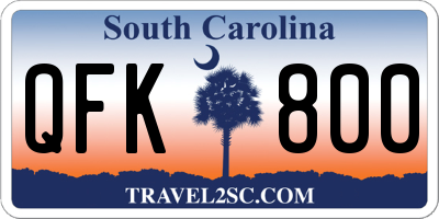SC license plate QFK800