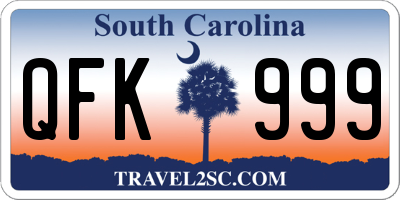 SC license plate QFK999
