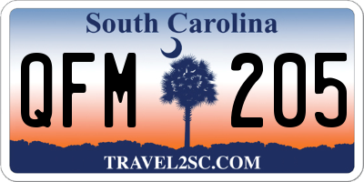 SC license plate QFM205