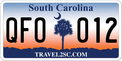 SC license plate QFO012