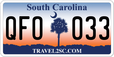 SC license plate QFO033