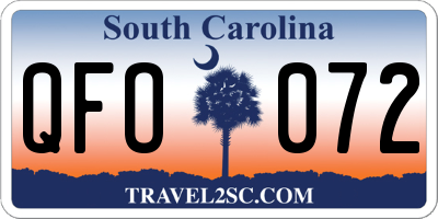SC license plate QFO072