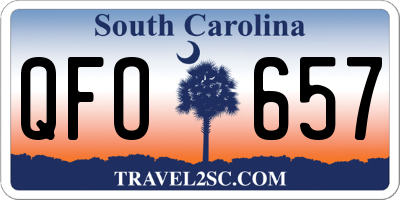 SC license plate QFO657