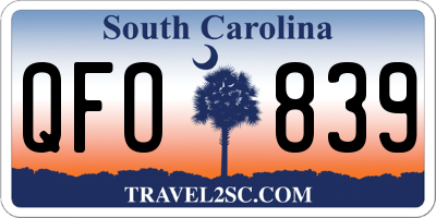 SC license plate QFO839