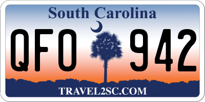SC license plate QFO942