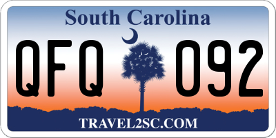SC license plate QFQ092