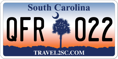 SC license plate QFR022