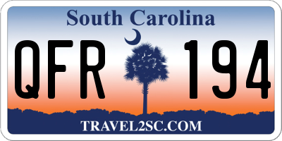 SC license plate QFR194