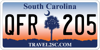 SC license plate QFR205