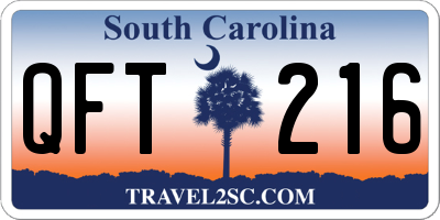 SC license plate QFT216