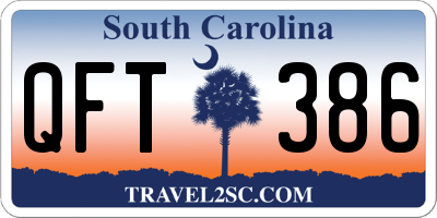 SC license plate QFT386
