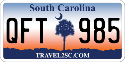 SC license plate QFT985