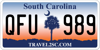 SC license plate QFU989