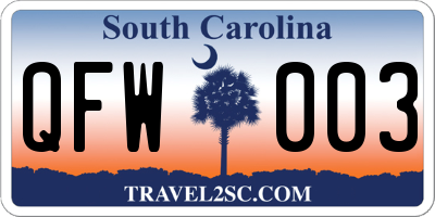 SC license plate QFW003