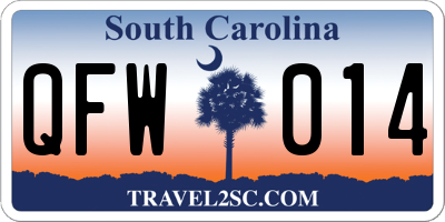 SC license plate QFW014