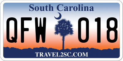 SC license plate QFW018