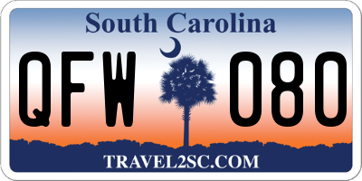 SC license plate QFW080