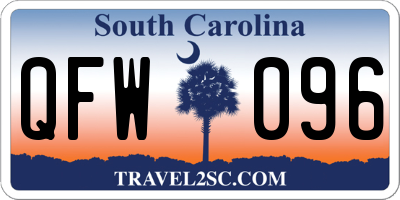 SC license plate QFW096