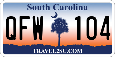SC license plate QFW104