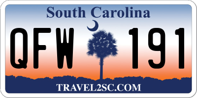SC license plate QFW191