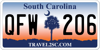 SC license plate QFW206