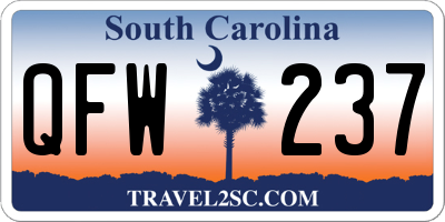 SC license plate QFW237