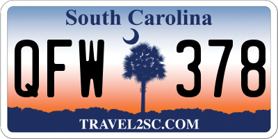 SC license plate QFW378