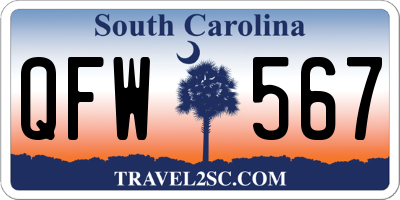 SC license plate QFW567