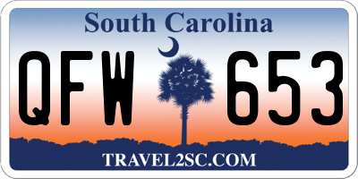 SC license plate QFW653